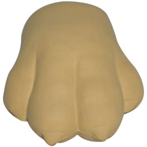 A dog paw shape stress reliever in a light beige colour, featuring textured details and rounded pads.