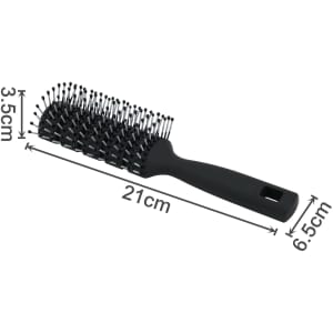 A black Static Vent Hair Brush with a rectangular shape and measurements of 21cm by 6.5cm. It features a handle and plastic bristles.