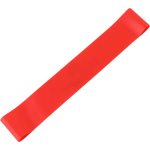 A red latex-free TPE fitness resistance band with a smooth surface. It features a simple design without text or logos.