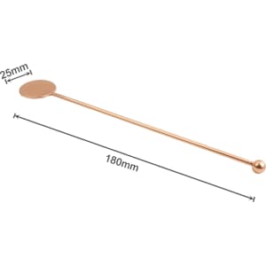 A rose gold stainless steel cocktail drink stirrer with a round flat end and a ball end, measuring 180mm in length.
