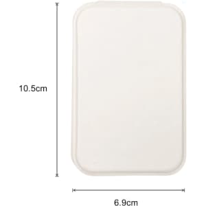 A portable mini mirror in a rectangular shape, featuring a white exterior with dimensions 10.5 cm by 6.9 cm.