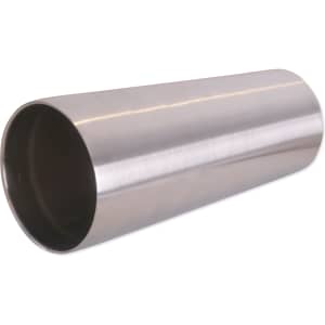 A drink bottle made of stainless steel with a sleek, silver finish and a smooth, rounded design. It has a logo.