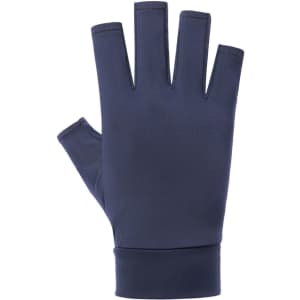 Fingerless gloves in navy blue, designed for sun protection, featuring a snug fit and soft material.