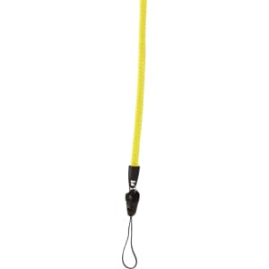 A bright yellow zipper lanyard with a black plastic clip and a loop for attachment.