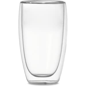 A double wall glass in clear glass, featuring a sleek and modern design with an inner wall.