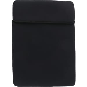 A black tablet PC bag with a secure flap closure and a smooth finish. It features a minimalist design.