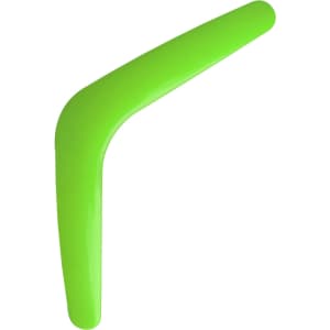 A bright green V-shaped boomerang toy with a smooth finish, suitable for outdoor fun and games.