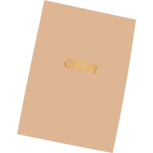 A4 presentation folder in a light tan colour with a gold logo. Suitable for office and business use.