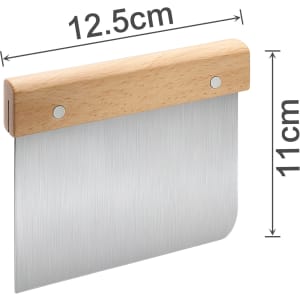 A Beechwood handle flour cutter with a stainless steel blade, measuring 12.5cm wide and 11cm high.