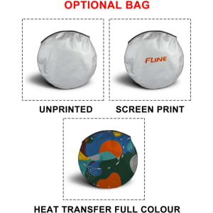 A circular car sunshade displayed in three versions: unprinted, screen print, and full-colour heat transfer design.