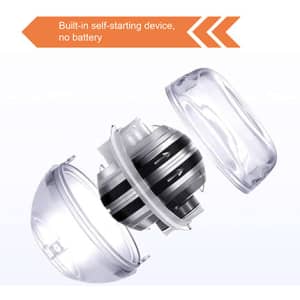 A transparent, circular device with black stripes, featuring a built-in self-starting mechanism. It includes a casing.