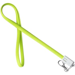 A bright lime green TPE lanyard with a metal clip at one end. Minimalistic design and flexibility.