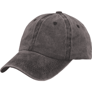 A vintage washed baseball cap in grey with a curved brim and stitched detailing. It features a logo on the front.