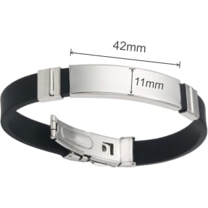 A metal folding lock clasp bangle in silver and black, featuring a sleek design and a clasp closure.