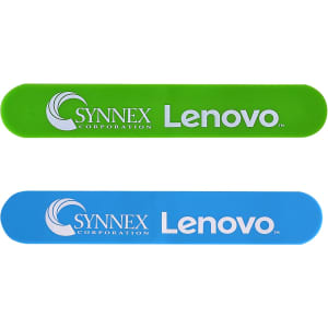 Two silicone magnetic clips in green and blue, featuring branding on each clip.