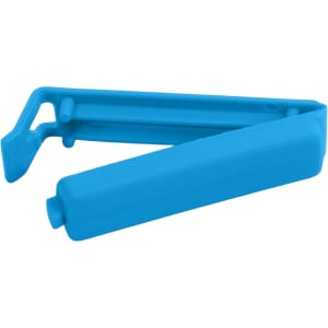 A blue small food bag seal clip with a simple design and a central hinge for easy opening and closing.
