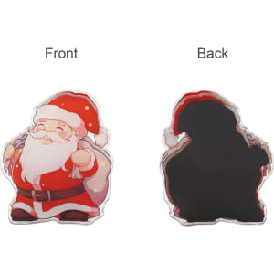 Acrylic magnetic clip featuring a cheerful Santa Claus design on the front and a solid black back.