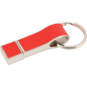 A red and silver Draco Flash Drive featuring a keyring attachment.