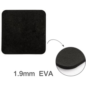 A square black coaster with a frosted finish and rounded edges, made from 1.9mm EVA material.