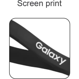 A black silicone key ring featuring screen print with a logo. Simple and durable design.