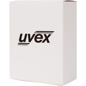 A small square gift box in white, featuring a logo, measuring 100 x 130 x 50mm.
