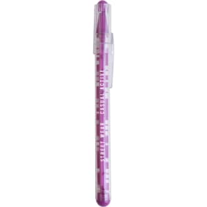 A purple Puzzle Maze Pen with a clear clip, featuring a geometric design and a branding logo.
