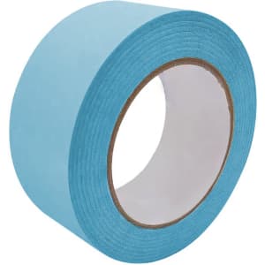 A roll of self-adhesive kraft paper tape in a light blue shade, featuring a circular design with a core.