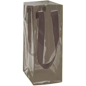 A clear jelly wine ice bag in brown with handles. It has a glossy finish and a simple design.