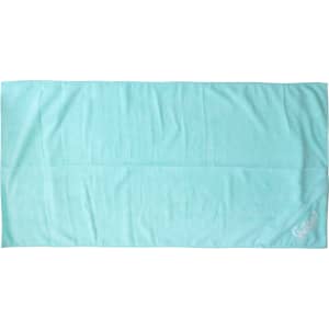 A mint green embroidery sport towel featuring a logo, suitable for leisure and outdoor activities.
