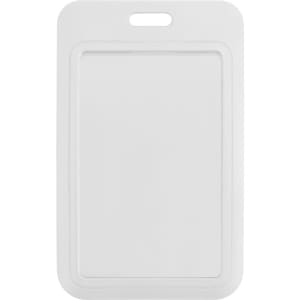 A white ABS single side ID card holder with a rounded top and a slot for attachment. It features a simple design.