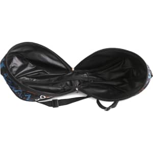 A black and blue Ball Backpack with an open interior, featuring a structured design and adjustable strap.