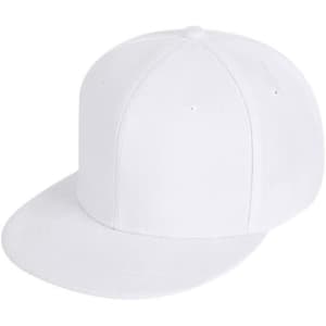 A white 6 Panel Trucker Cap featuring a structured design and a curved brim. Includes a logo on the front.