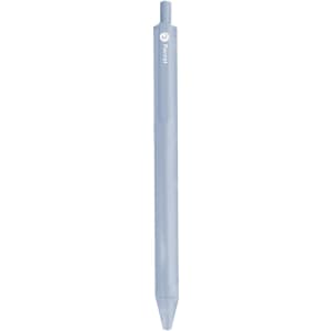 A blue ballpoint pen made from wheat straw material, featuring a logo on its surface.