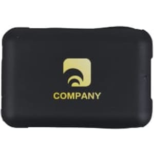 A multifunctional black cable case with a logo, designed for storing charging cables and accessories.