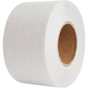 A roll of water-activated reinforced kraft paper tape, featuring a white finish and a cardboard core.