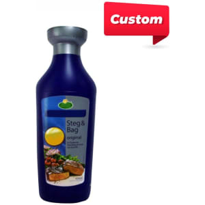 A drink bottle with a blue body, silver lid, and a logo, designed for promotional use.