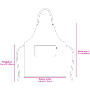 A white poly-cotton canvas bib apron with a colour neck strap and a front pocket, featuring a logo.