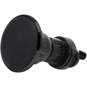 A round black car hook bracket featuring a smooth surface and textured grip for secure attachment.