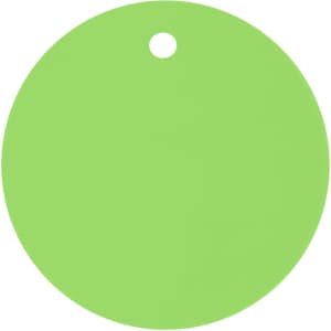 A round, green anti-spike drink cover with a hole for easy attachment.
