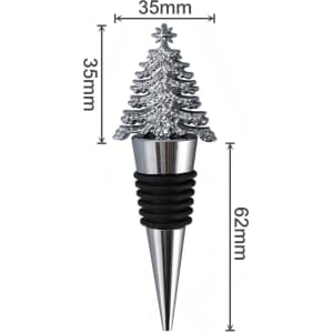 A drink bottle stopper featuring a festive silver Christmas tree design with a black silicone base.