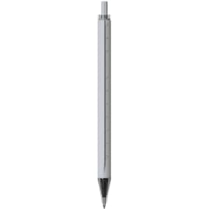 A ruler pen with a grey barrel and a black tip, featuring measurement markings along the side. Includes branding.