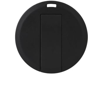 A round black flash drive featuring a sliding mechanism and a small attachment loop.