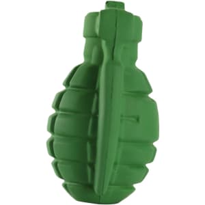 A green grenade-shaped stress reliever with textured details, suitable for stress relief and as a novelty item.