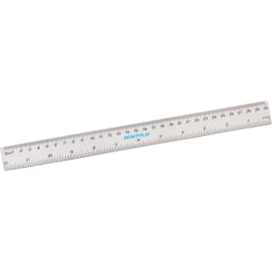 A 30cm transparent ruler featuring dual scale measurements and a logo, designed for office and business use.