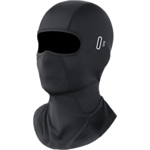 A black breathable balaclava cycling face mask with an ergonomic design and mesh sections for ventilation.