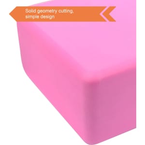 A pink EVA yoga block with solid geometry cutting and a simple design. It features a smooth, clean surface.