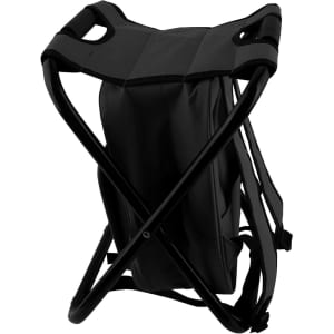 A black foldable insulated bag with a chair design, featuring cross-shaped supports and side handles.