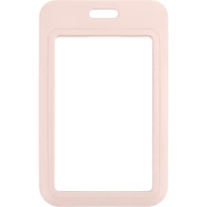 A light pink ABS double-sided ID card holder with a cutout at the top for easy attachment.