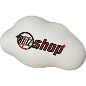 An inflatable cloud in white with a logo, featuring a smooth, rounded shape ideal for events and exhibitions.