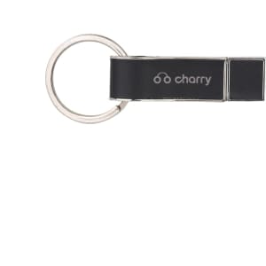 A black Draco Flash Drive with a silver ring, featuring a branding logo.